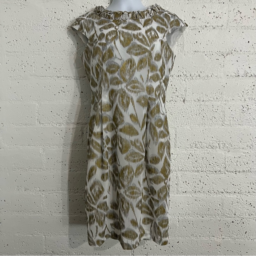 Donna Ricco New York Womens Dress 8 White Gold Cocktail Evening Lined B4